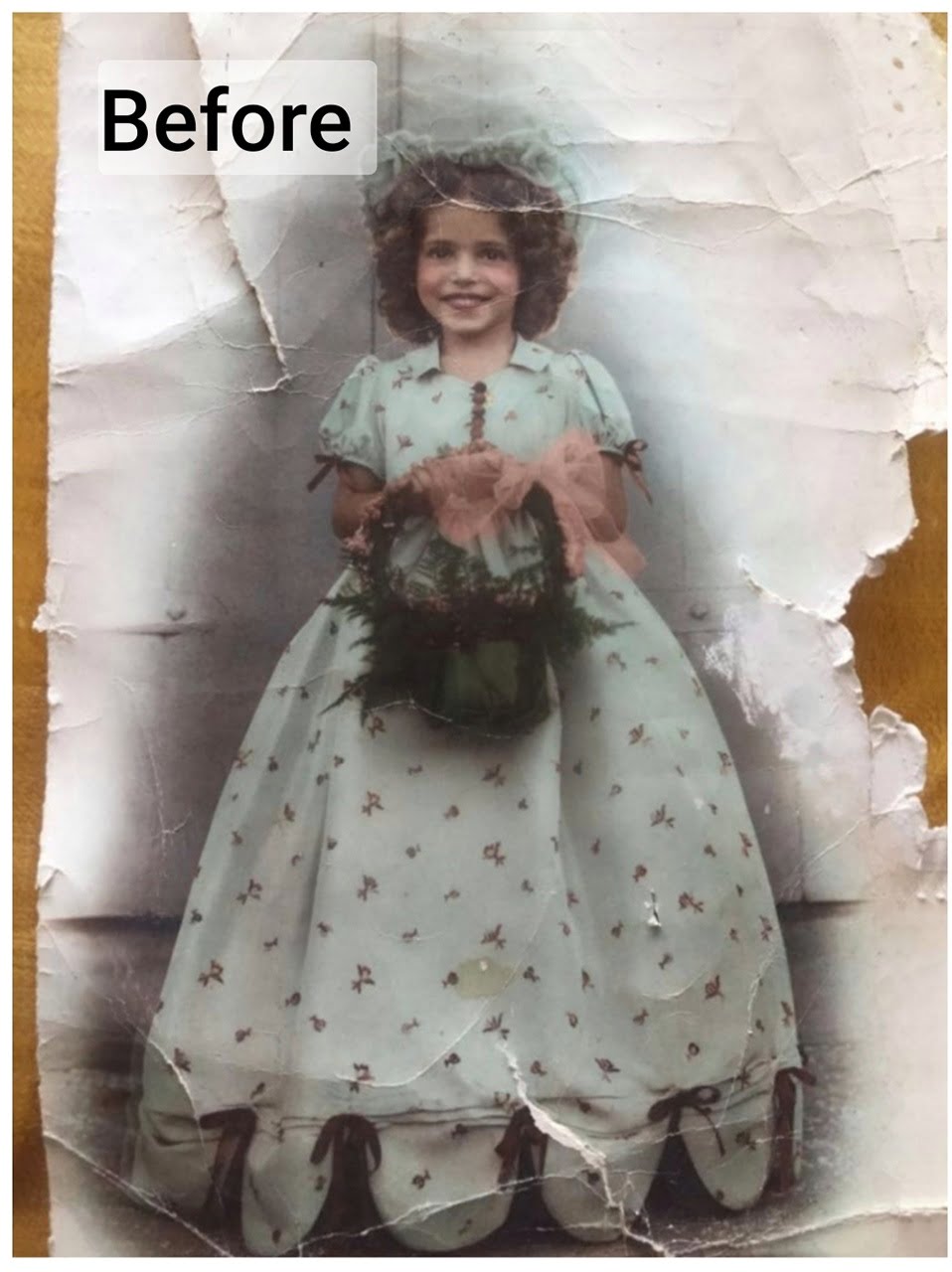 Torn and torn photo repair Before
