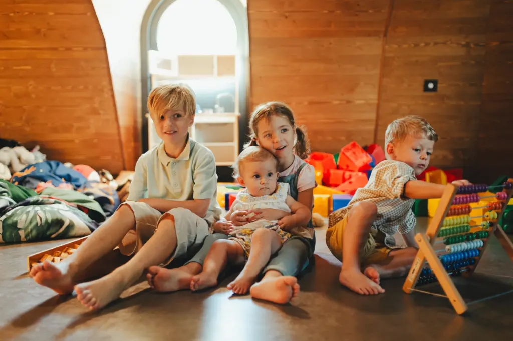 Children are playing together in indoor
